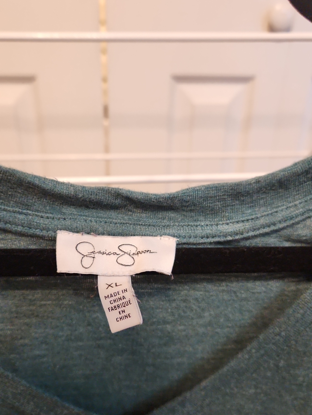 V-Neck Short Sleeve Women's Top — Teal - Picture 2 of 3